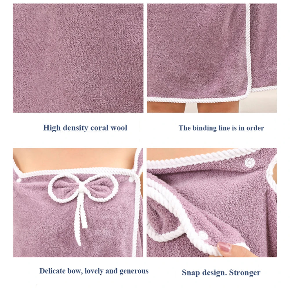 Bath Elegance: 140x80cm Wearable Coral Fleece Towels